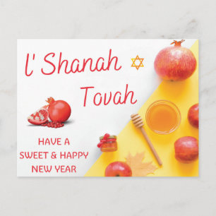 Cartão Postal Rosh Hashaná - Shana Tova, Ano Novo Doce Judaico