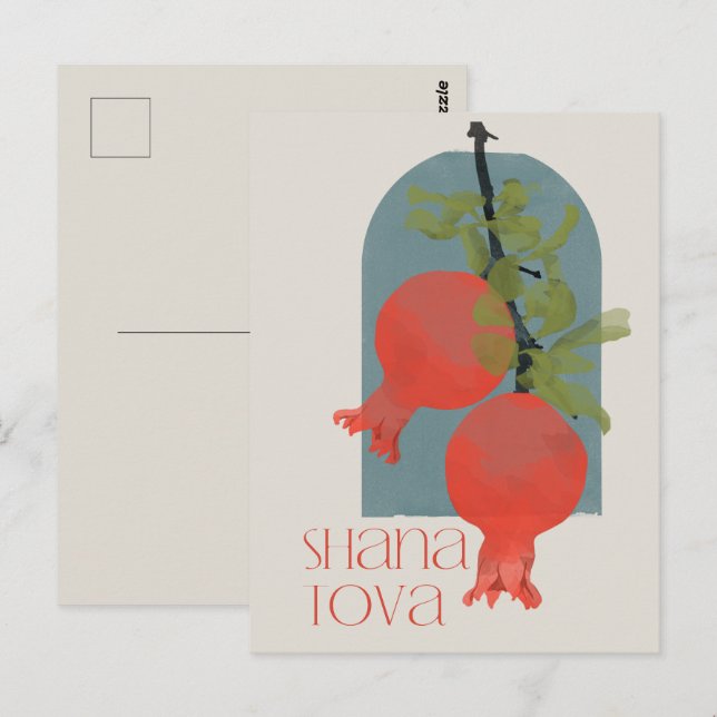 Cartão Postal Rosh Hashana Shana Tova Pomegranates (Frente/Verso)