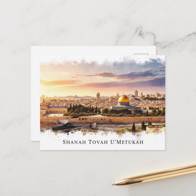 Cartão Postal Rosh Hashanah Ano Novo Judaico (Frente/Verso In Situ)