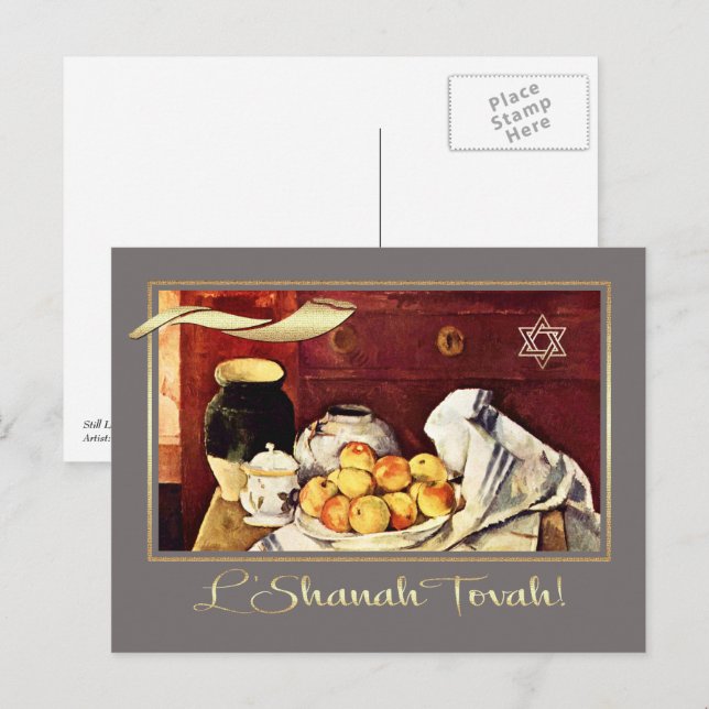 Cartão Postal Rosh Hashanah | Ano Novo Judaico Arte Refinada  (Frente/Verso)