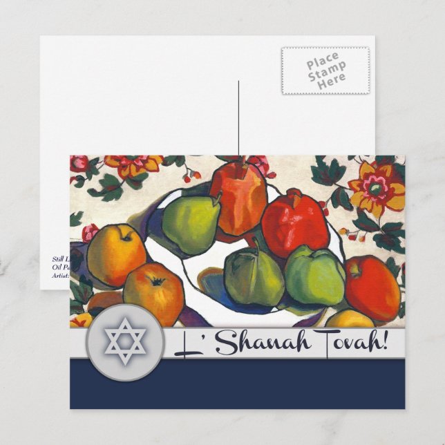 Cartão Postal Rosh Hashanah | Belas Artes de Ano Novo Judaicas (Frente/Verso)