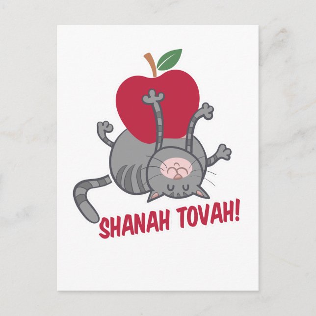 Cartão Postal Rosh Hashanah Cat - Jewish novo ano 5785 (Frente)