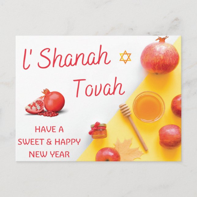 Cartão Postal Rosh Hashanah - Shana Tova, Jewish Sweet New Year (Frente)
