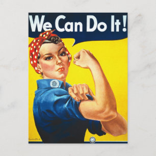 Cartão Postal Rosie Riveter Propaganda Vintage