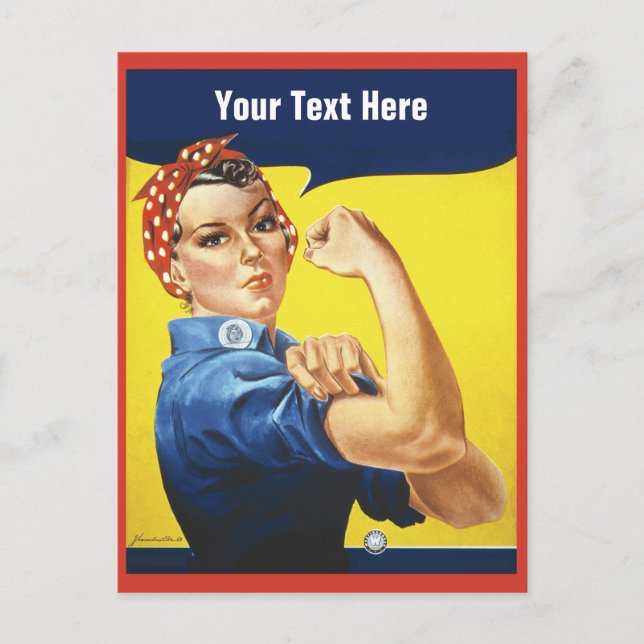 Cartão Postal Rosie the Riveter com seu texto personalizado (Frente)