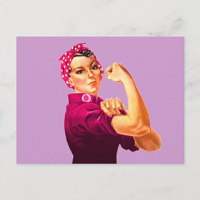 Cartão Postal Rosie The Riveter - Rosa Cancer (Frente)