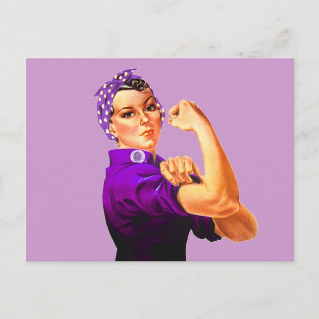 Cartão Postal Rosie The Riveter - Roxo (Frente)