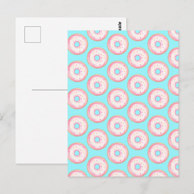 Cartão Postal Rosquinhas de aspersão de cor rosa-d'água (Frente/Verso)