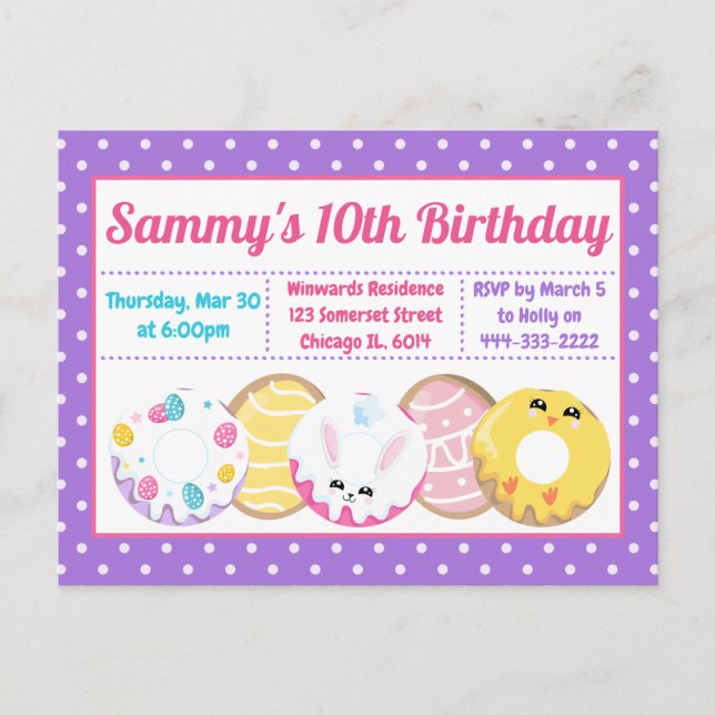 Cartão Postal Rosquinhas de cookies de páscoa e Festas de aniver (Frente)