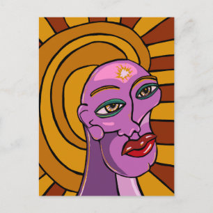 Cartão Postal Rosto Abstrato, Siga seus Sonhos, Arte Digital