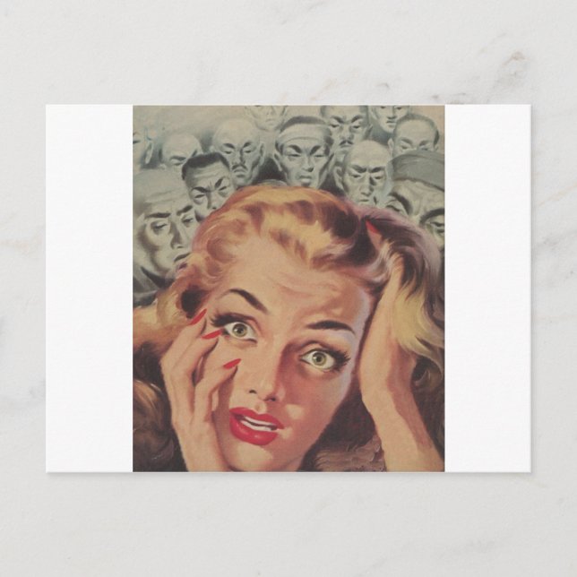 Cartão Postal Rosto Chocado com Pessoas Olhando (Frente)