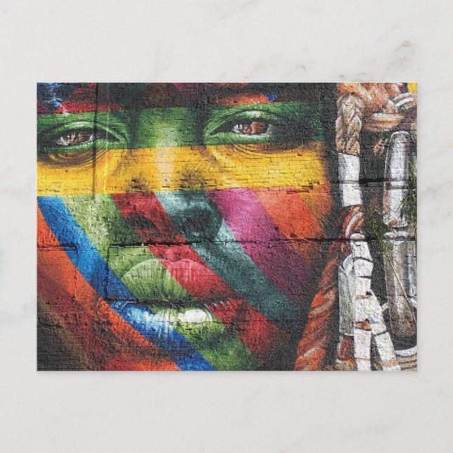 Cartão Postal rosto de arte de parede (Frente)
