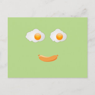 Cartão Postal Rosto de Comida de Ovo Fritado Engraçado