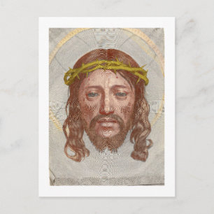Cartão Postal Rosto de Cristo de Claude Mellan, gravura de 1649