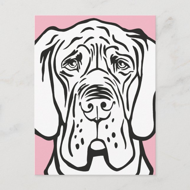 Cartão Postal Rosto de Dogue Alemão (Frente)