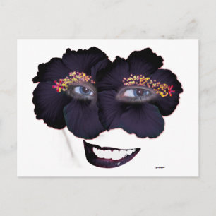 Cartão Postal Rosto de Hibisco com Sorriso - Preto/Roxo