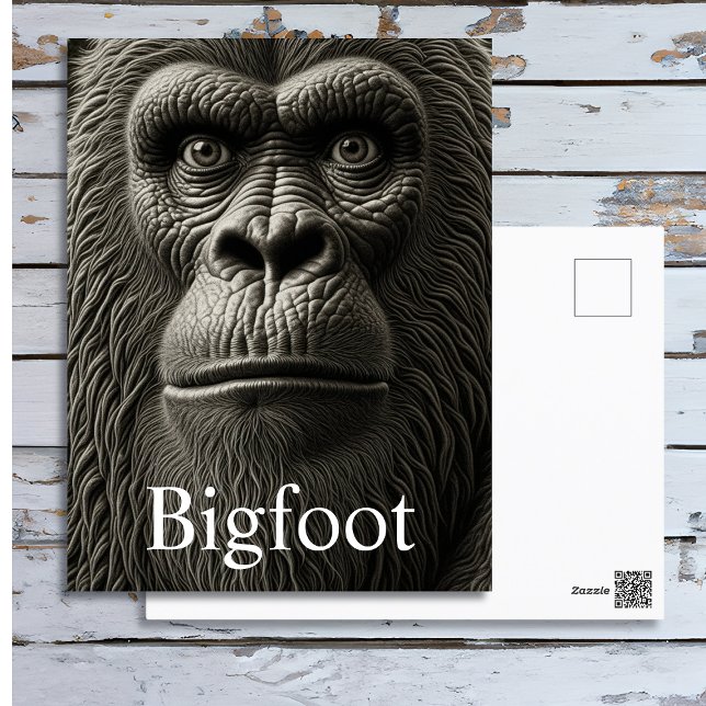 Cartão Postal Rosto de perto do Pé Grande ou Sasquatch (Criador carregado)