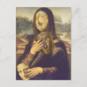 Cartão Postal Rosto Engraçado da Mona Lisa