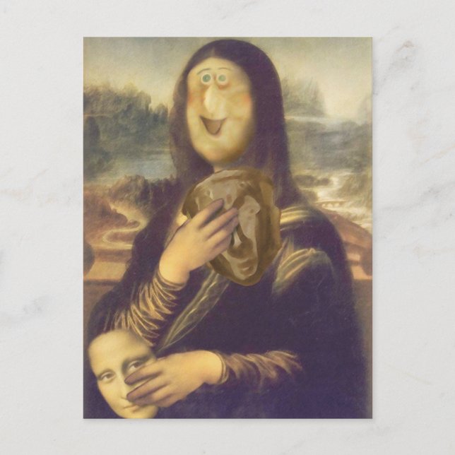 Cartão Postal Rosto Engraçado da Mona Lisa (Frente)