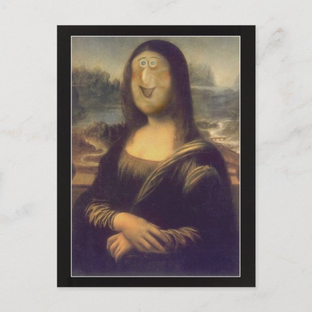 Cartão Postal Rosto Engraçado da Mona Lisa (Frente)