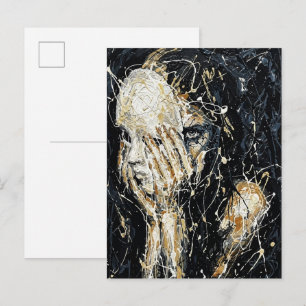 Cartão Postal Rosto Fantasmagórico Etéreo Arte Abstrata com Ping
