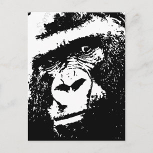 Cartão Postal Rosto Gorilla BW