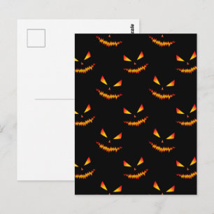 Cartão Postal Rosto legal e assustador de Jack O'Lantern no padr