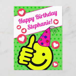 Cartão Postal Rosto Sorriso Verde Engraçado Seu Nome Feliz Anive