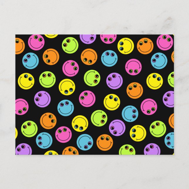 Cartão Postal Rostos Coloridos em Preto (Frente)