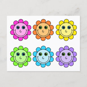 Cartão Postal Rostos de Flor Emoji Coloridos