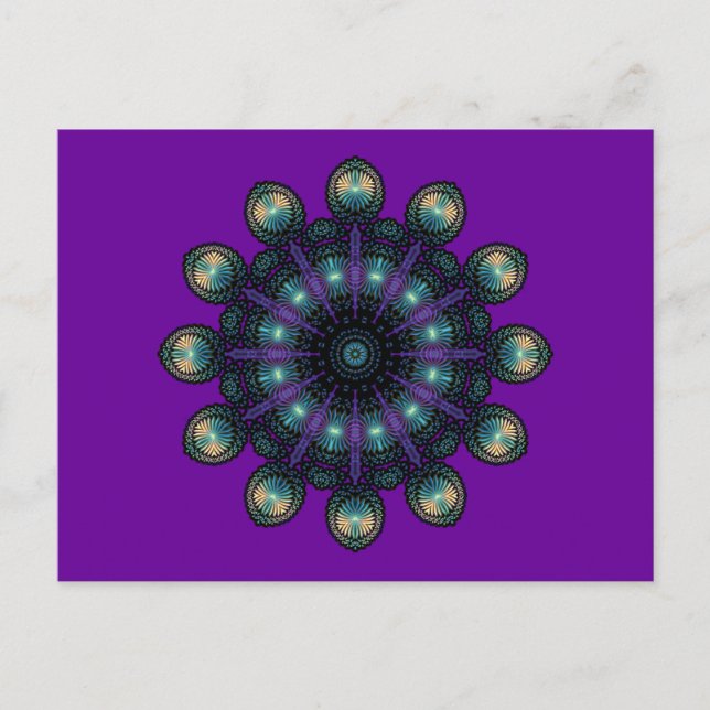 Cartão Postal Rostos de Relógio - Fractal de Apofílise (Frente)