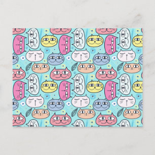 Cartão Postal Rostos engraçados de gatos e gatinhos amantes de g
