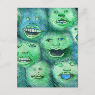 Cartão Postal Rostos Engraçados. Monstros de Cartoon Divertidos