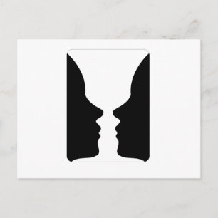 Cartão Postal Rostos ou vaso - ilusão de dois rostos como um va