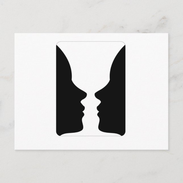 Cartão Postal Rostos ou vaso - ilusão de dois rostos como um vas (Frente)