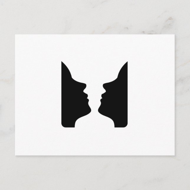 Cartão Postal Rostos ou vaso - ilusão de duas faces como um vaso (Frente)