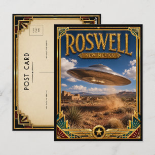 Cartão Postal Roswell Novo México Arte Deco Vintage Era de Ouro