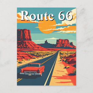 Cartão Postal Rota 66 Carro Antigo Vintage Americano Viagem