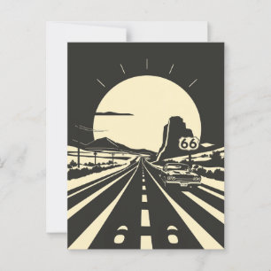 Cartão Postal Rota 66 Clássico Minimalista Preto e Branco