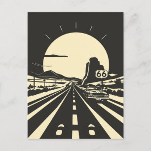 Cartão Postal Rota 66 Minimalista Clássica Preto e Branco