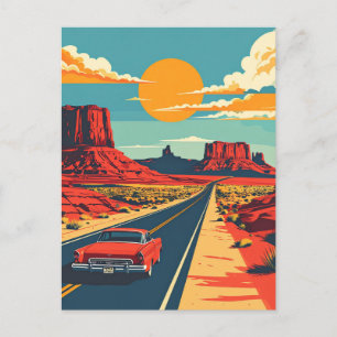 Cartão Postal Rota 66 Retro EUA Viagem Americana Vintage