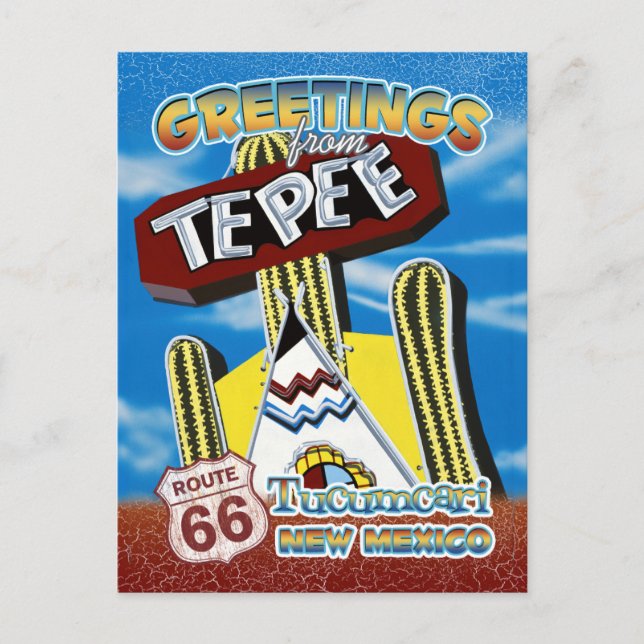 Cartão Postal Rota 66 Saudações Tucumcari Novo México Cartão-Pos (Frente)