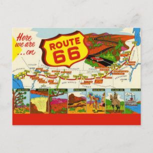 Cartão Postal Rota 66 Vermelho Retrô