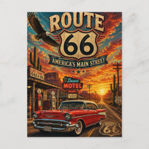 Cartão Postal Rota 66 Vintage America's Main Street Águia Retro
