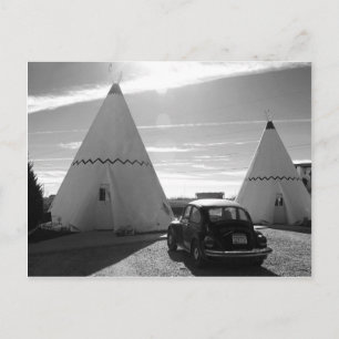 Cartão Postal Rota 66 Vintage Motel preto e branco