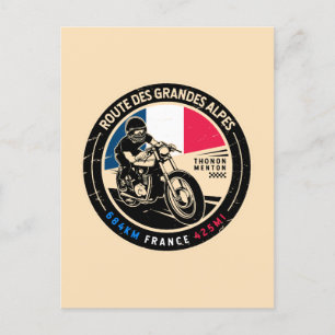 Cartão Postal Rota de Grandes Alpes França Motociclos