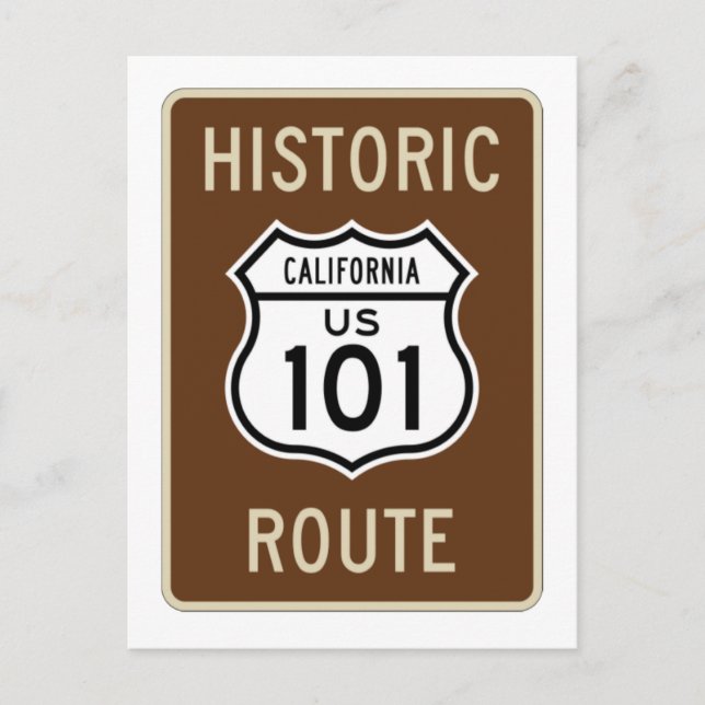 Cartão Postal Rota histórica US Route 101 (Califórnia) - Sinal (Frente)