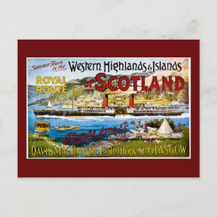 Cartão Postal Rota Real de Scotland Summer Tours Vintage