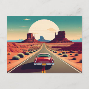 Cartão Postal Rota Retro 66 Carro Antigo Deserto Viagem