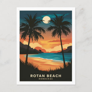 Cartão Postal Rotan Beach Honduras Retro Viagem
